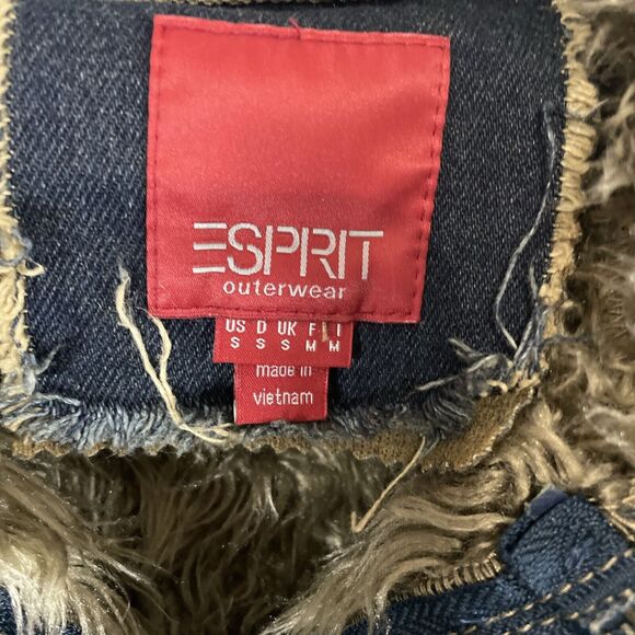 Vintage Jacket Coat Shaggy Penny Lane Denim Faux Fur Women’s Small Y2K Trucker - Picture 2 of 11